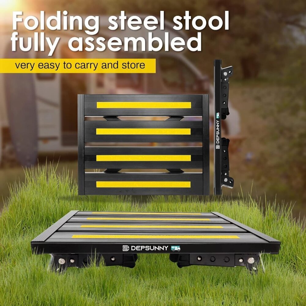 Adjustable Height Aluminum RV Step, Stable Foldable Platform Step Stool, Support - Picture 4 of 8